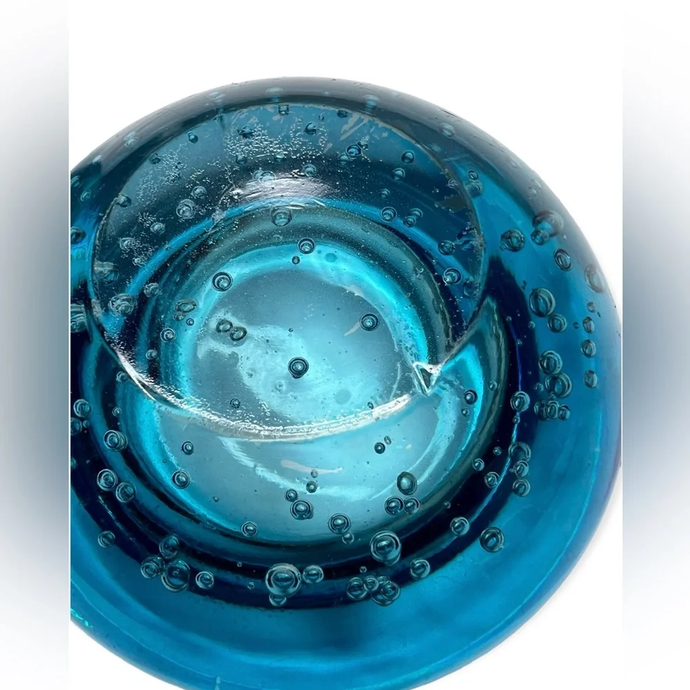 IKEA Art Glass Votive Tea Light Candle Holders Turquoise
